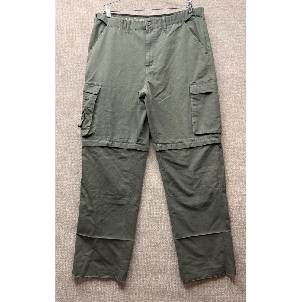 Boy Scouts of America Men 40 Classic Convertible Cargo Pants Olive Green Canvas